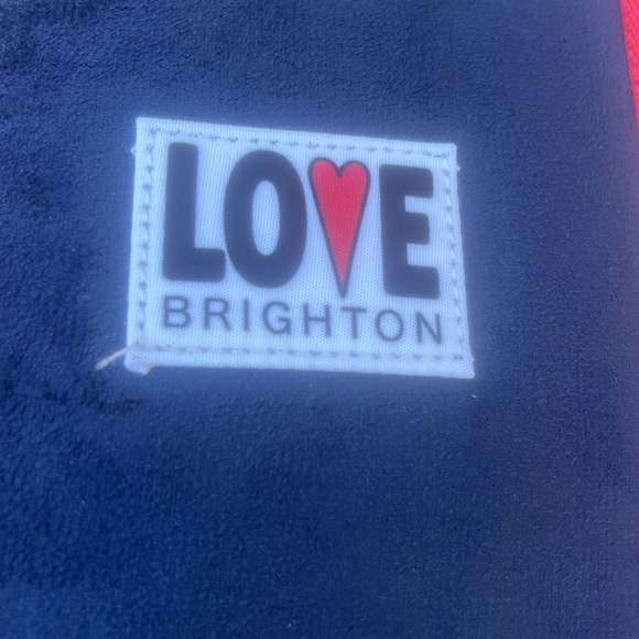 Brighton Navy Love Red Heart Velveteen Tote Bag NWOT - Picture 2 of 6